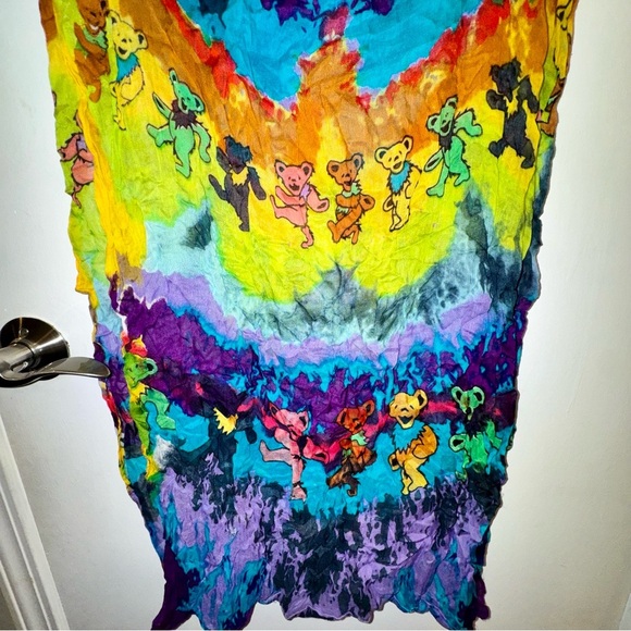 Grateful Dead Dancing Marching Bears Tie Dye Rainbow Multicolor Infinity Scarf - Picture 6 of 6